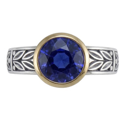 Bague Solitaire 2 Carats Ronde Tanzanite AAA Bijoux De Style Antique