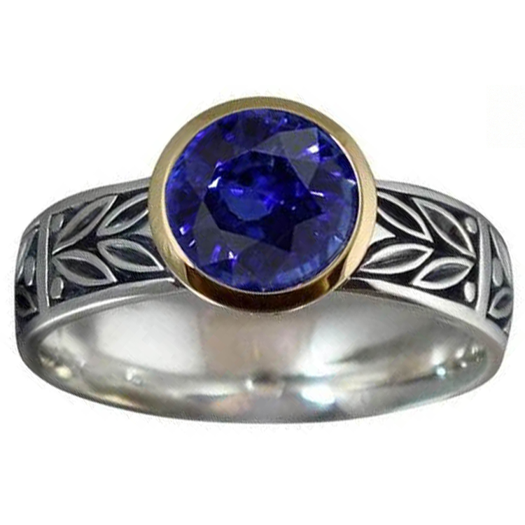 Bague Solitaire 2 Carats Ronde Tanzanite AAA Bijoux De Style Antique