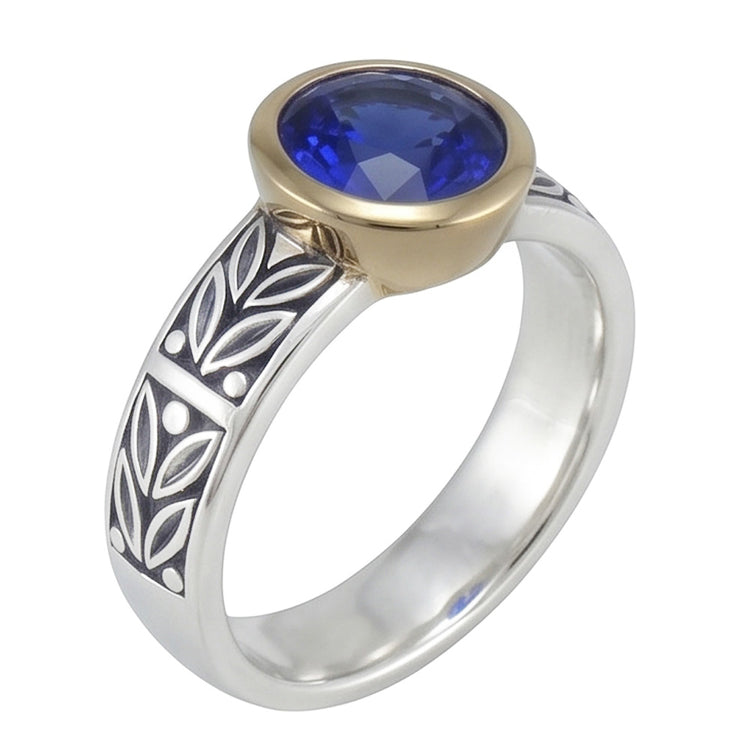 Bague Solitaire 2 Carats Ronde Tanzanite AAA Bijoux De Style Antique