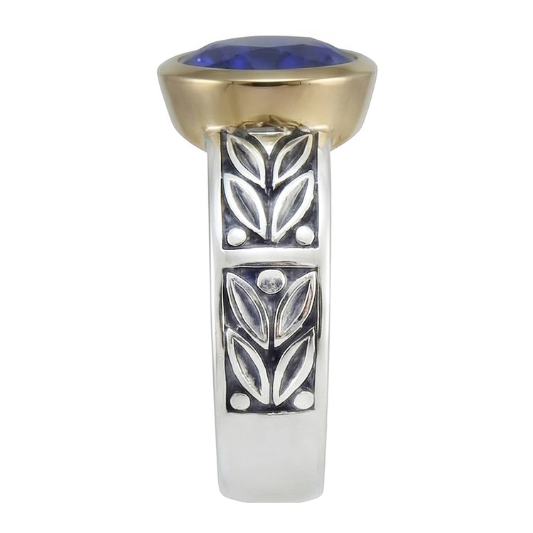 Bague Solitaire 2 Carats Ronde Tanzanite AAA Bijoux De Style Antique