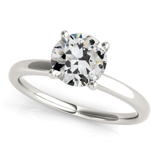 Bague Solitaire 2 Carats Ronde Vieux mineur Véritable Diamant Dames Bijoux En Or
