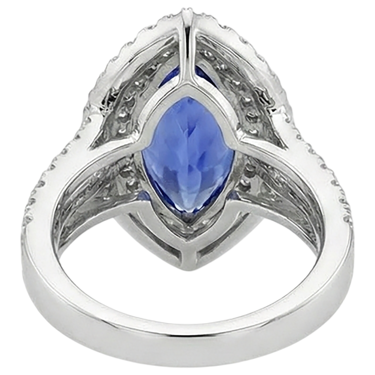 Bague Solitaire 21.25 Ct Avec Accent Tanzanite Avec Diamants Or 14K
