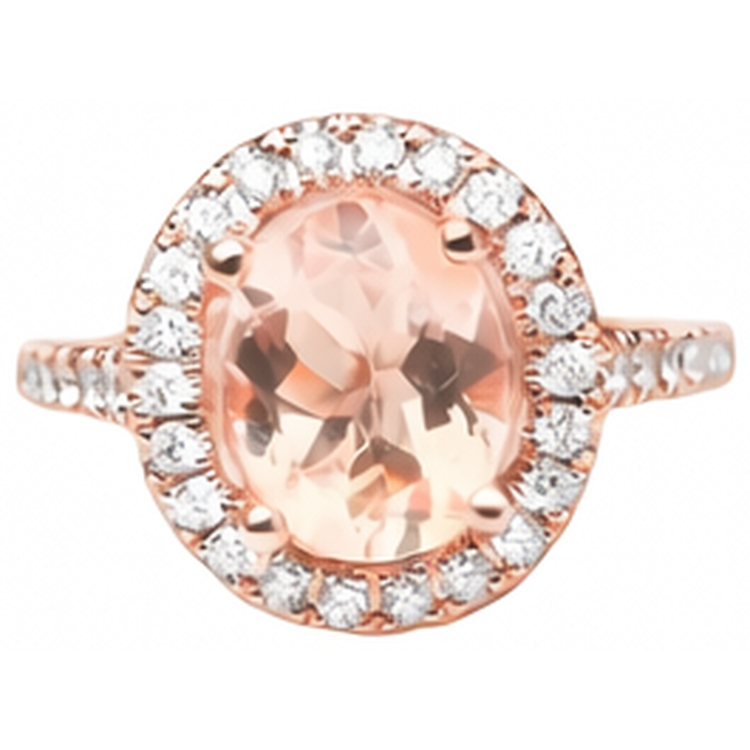 Bague Solitaire 27.50 Ct Avec Accent Morganite Avec Diamants Naturels Extraits des Mines ( et non cultivés en laboratoire ) Or 14K