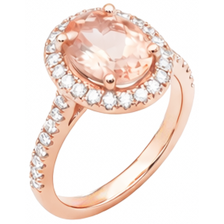 Bague Solitaire 27.50 Ct Avec Accent Morganite Avec Diamants Naturels Extraits des Mines ( et non cultivés en laboratoire ) Or 14K