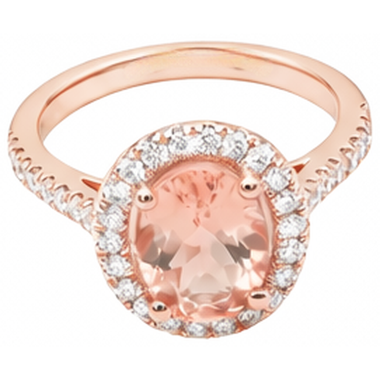 Bague Solitaire 27.50 Ct Avec Accent Morganite Avec Diamants Naturels Extraits des Mines ( et non cultivés en laboratoire ) Or 14K