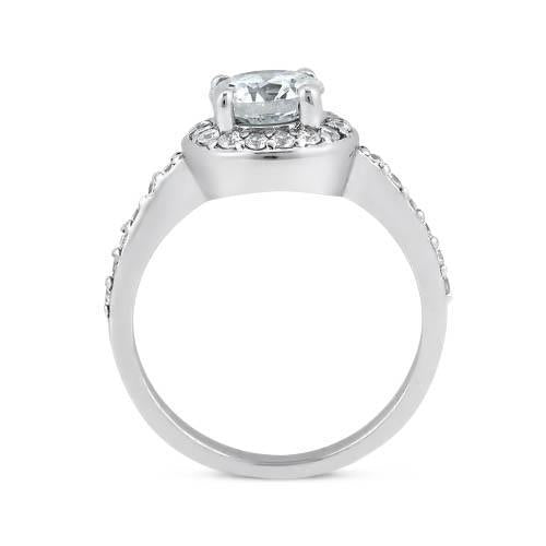 Bague Solitaire 2.30 Ct Avec Accents Halo Réel Diamants Ronds