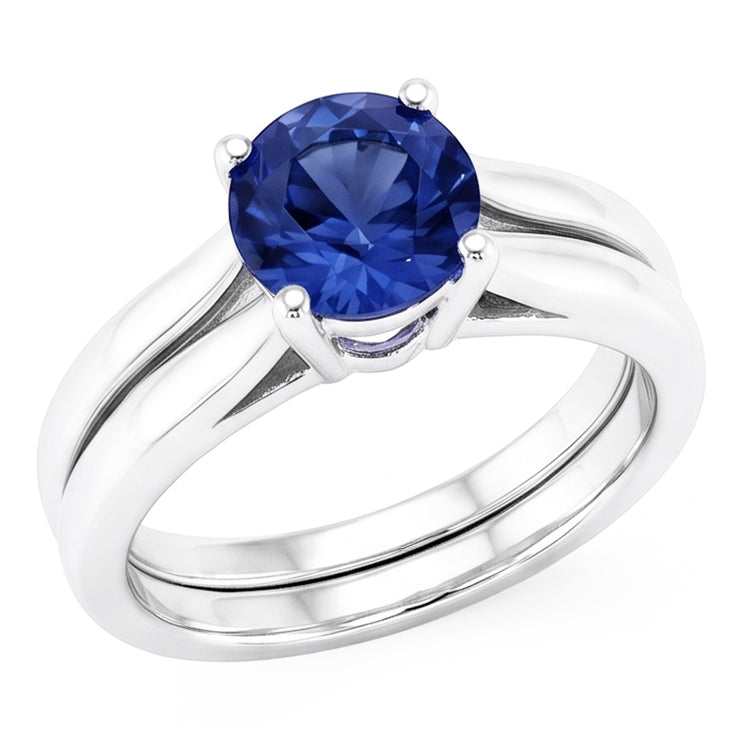 Bague Solitaire 3 Carat Ceylan Saphir Set 14K Nouveau