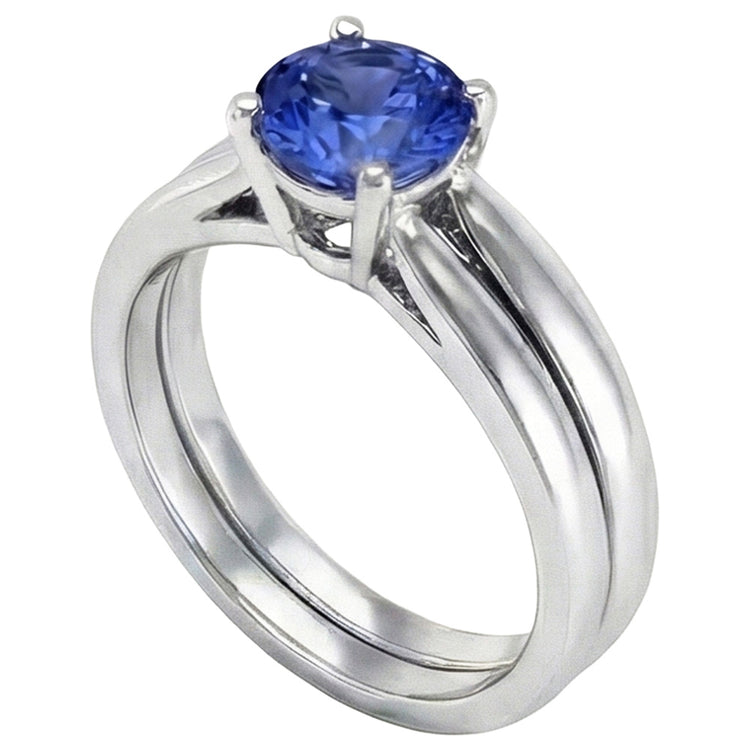 Bague Solitaire 3 Carat Ceylan Saphir Set 14K Nouveau