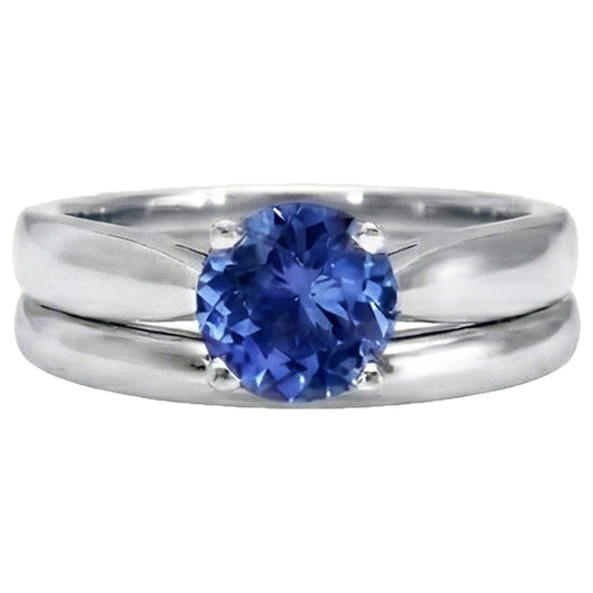Bague Solitaire 3 Carat Ceylan Saphir Set 14K Nouveau