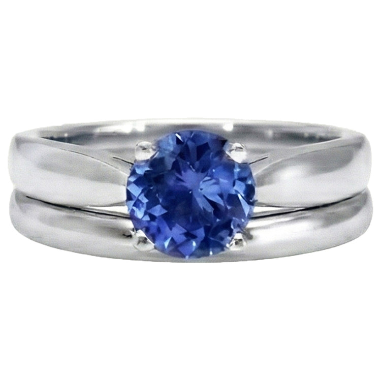 Bague Solitaire 3 Carat Ceylan Saphir Set 14K Nouveau