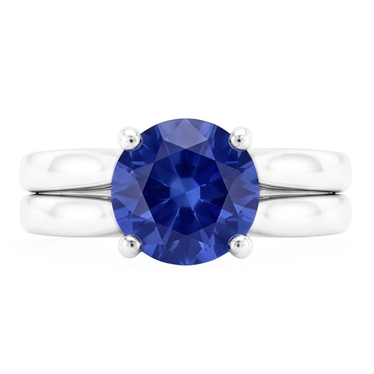 Bague Solitaire 3 Carat Ceylan Saphir Set 14K Nouveau