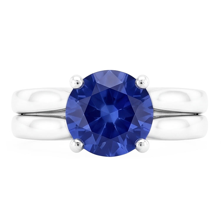 Bague Solitaire 3 Carat Ceylan Saphir Set 14K Nouveau