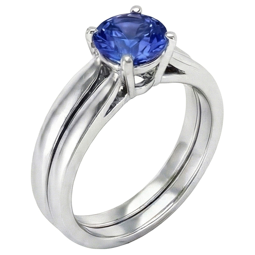 Bague Solitaire 3 Carat Ceylan Saphir Set 14K Nouveau