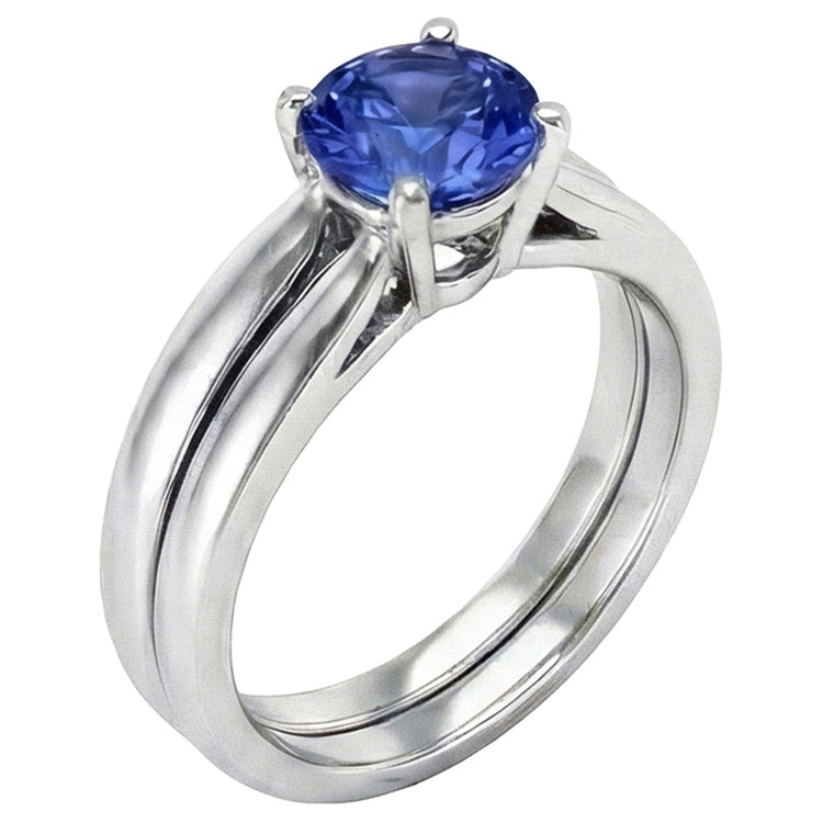 Bague Solitaire 3 Carat Ceylan Saphir Set 14K Nouveau