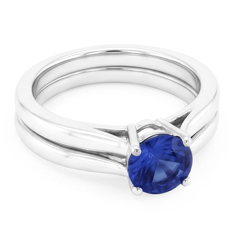 Bague Solitaire 3 Carat Ceylan Saphir Set 14K Nouveau