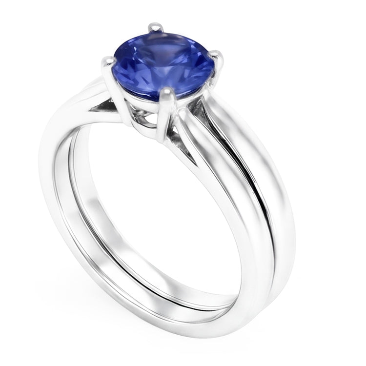 Bague Solitaire 3 Carat Ceylan Saphir Set 14K Nouveau