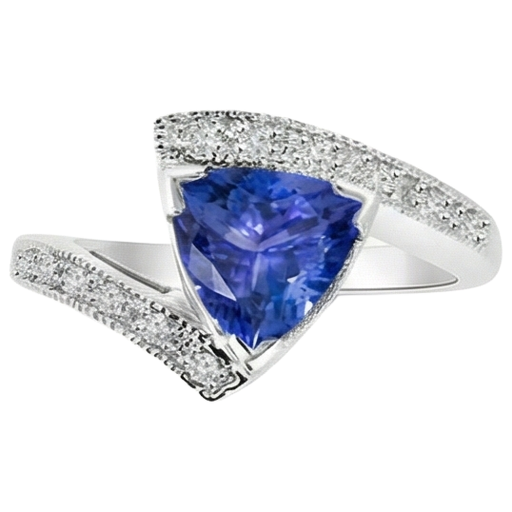 naturel trillion tanzanite 7.25carats bague vue de dessus