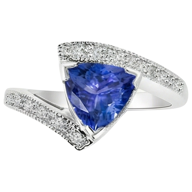 naturel trillion tanzanite 7.25carats bague vue de dessus