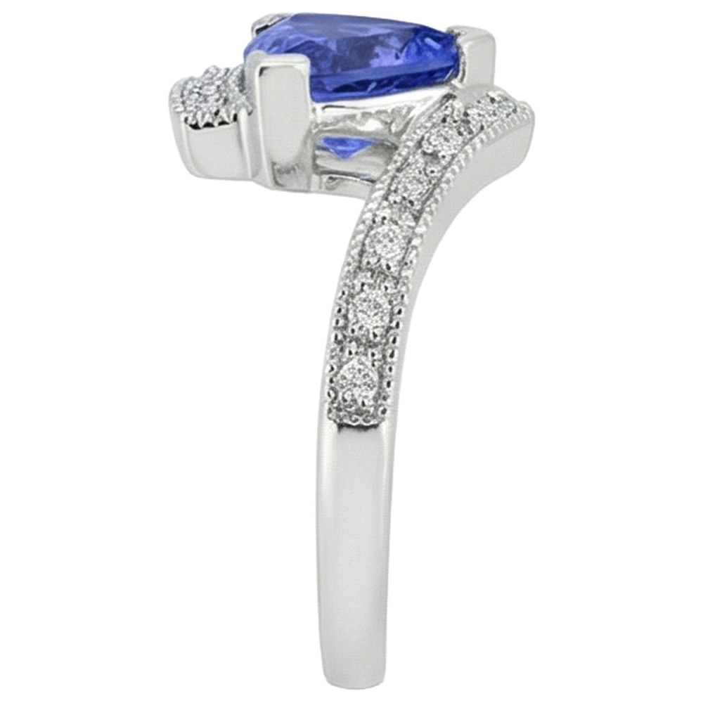 naturel trillion tanzanite 7.25carats bague vue de profil