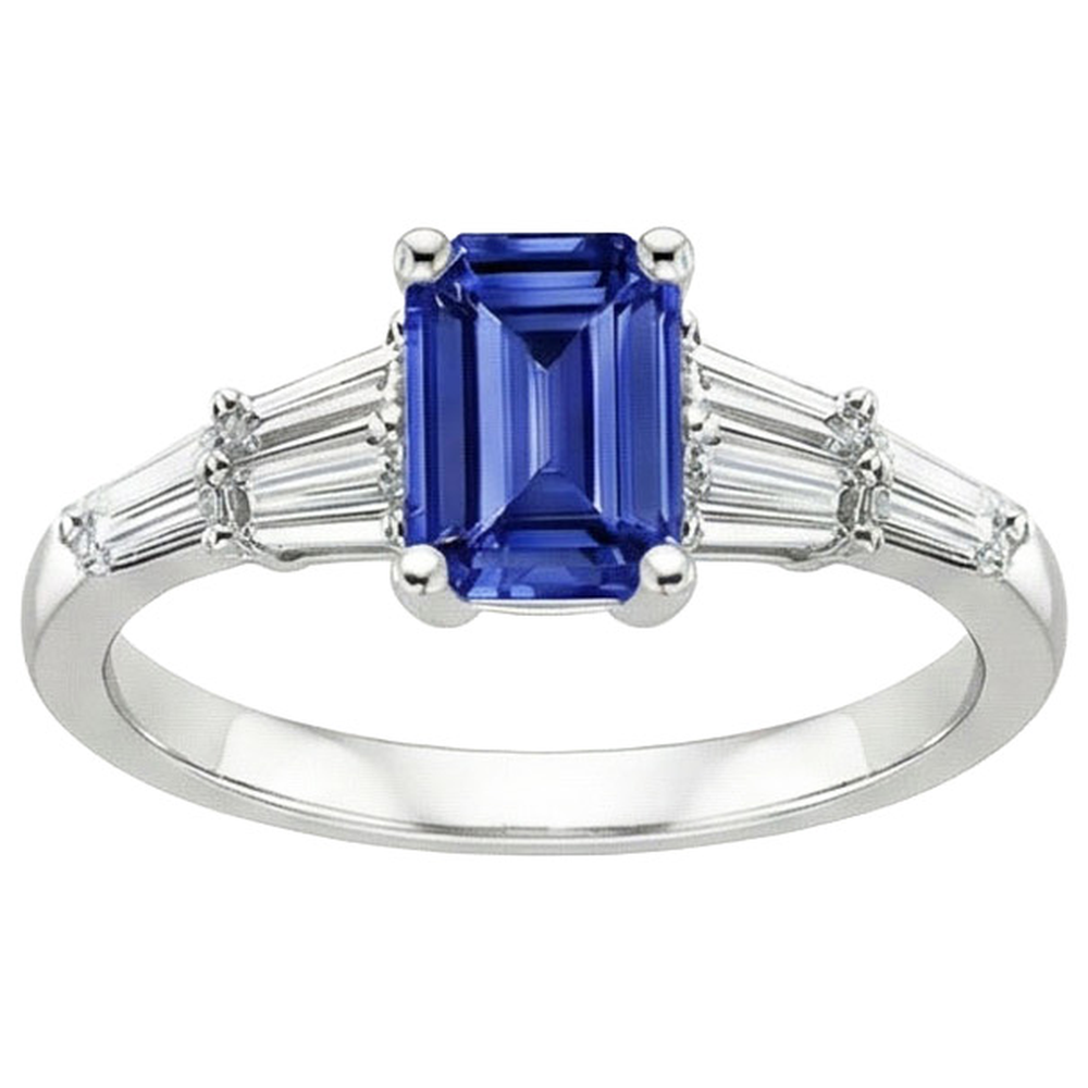 naturel baguette diamant 4carats bague vue de dessus