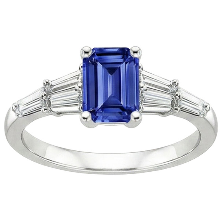 naturel baguette diamant 4carats bague vue de dessus