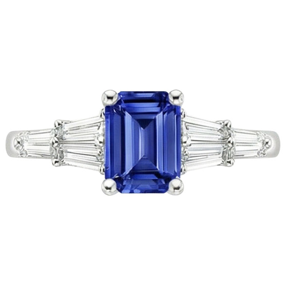 naturel baguette diamant 4carats bague vue de profil