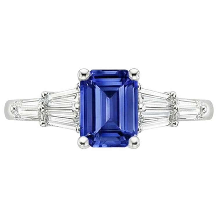 naturel baguette diamant 4carats bague vue de profil