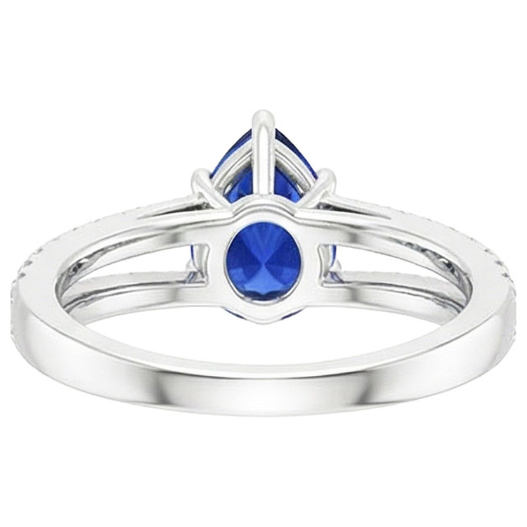 Bague Solitaire Accents Double Tige Saphir Bleu & Diamants Naturels Extraits des Mines ( et non cultivés en laboratoire ) 4 Carats