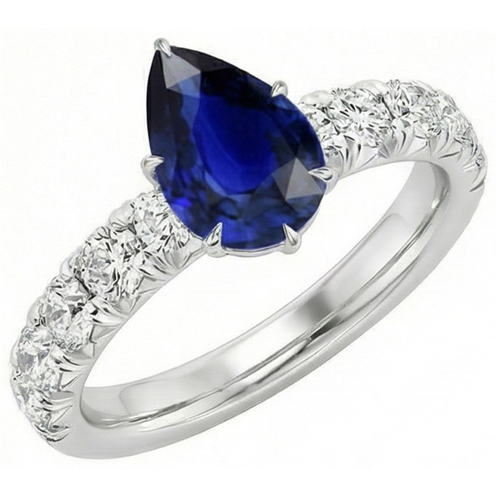 naturel pear diamant 5carats bague angle de côté