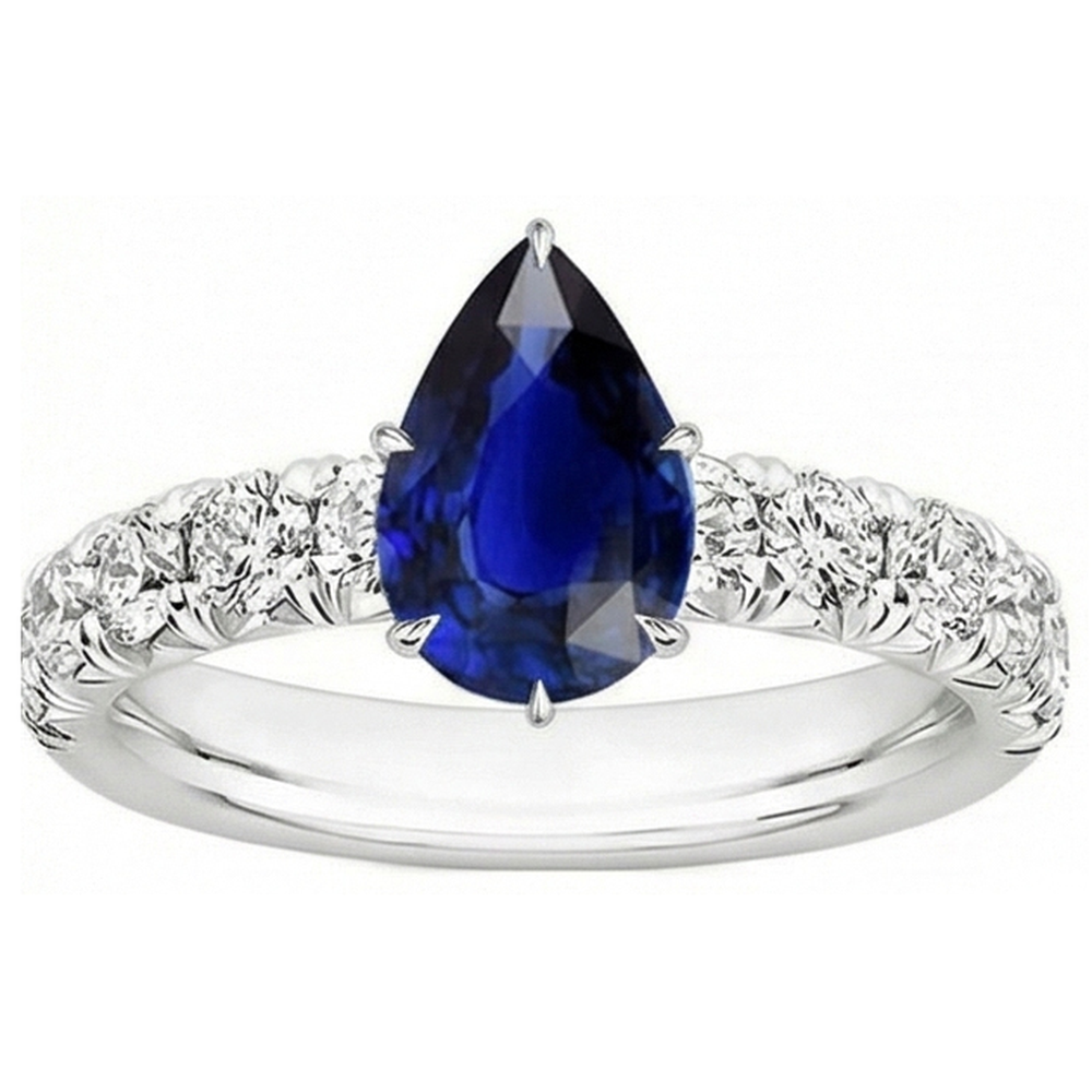 naturel pear diamant 5carats bague vue de profil