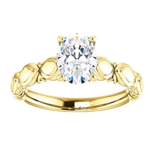 Bague Solitaire Anniversaire Naturel Diamant Ovale 1.50 Carats Or Jaune 14K