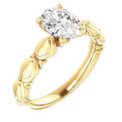 Bague Solitaire Anniversaire Naturel Diamant Ovale 1.50 Carats Or Jaune 14K