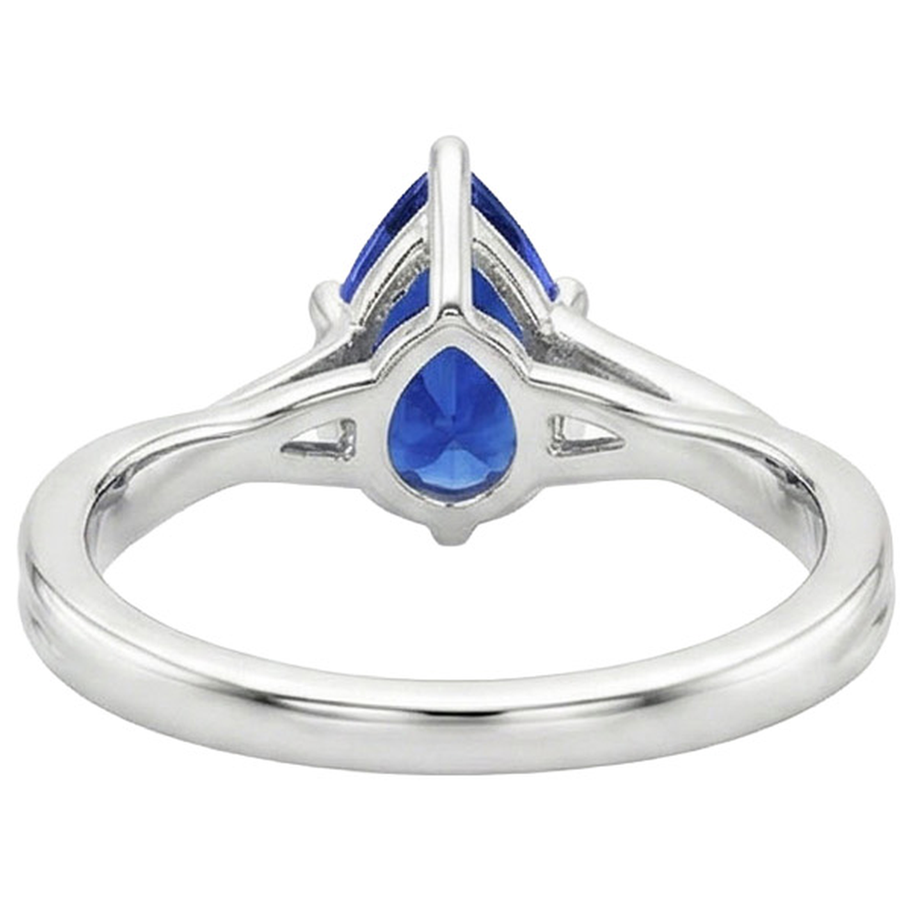 naturel pear saphir 3.50carats bague angle de côté