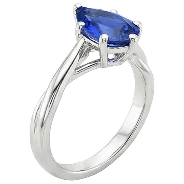 naturel pear saphir 3.50carats bague détail rapproché
