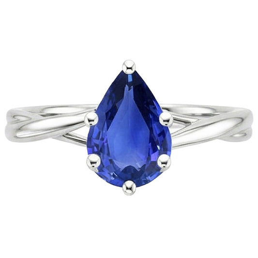 naturel pear saphir 3.50carats bague vue de profil
