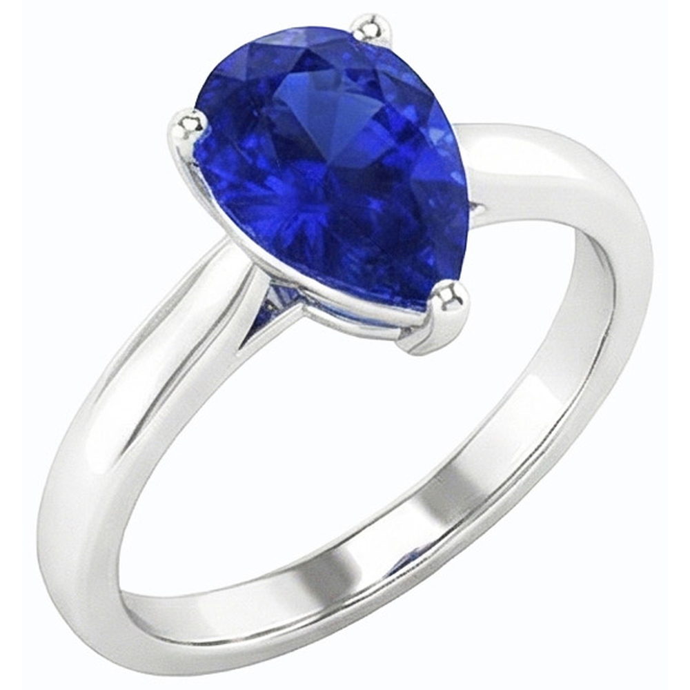 naturel pear saphir 2carats bague angle de côté