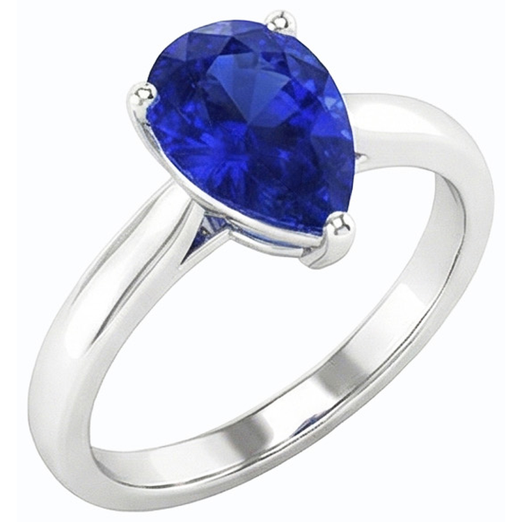 naturel pear saphir 2carats bague angle de côté