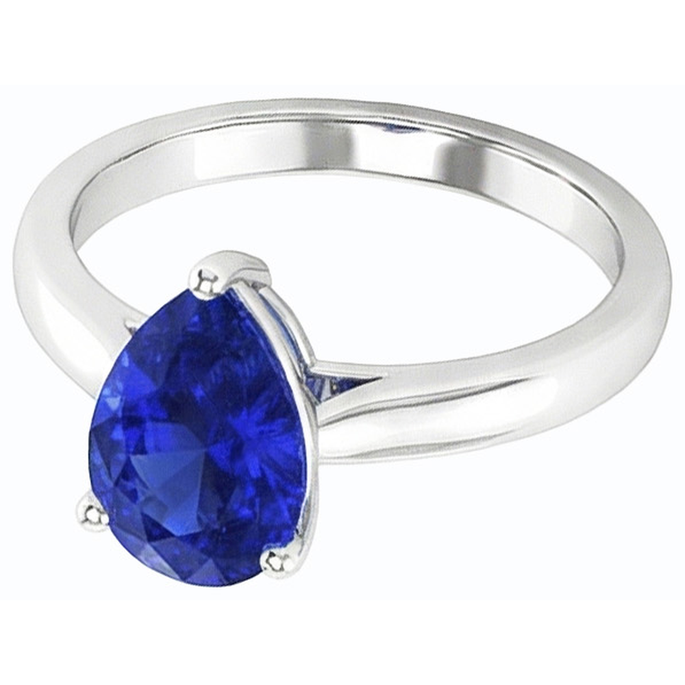 naturel pear saphir 2carats bague détail rapproché