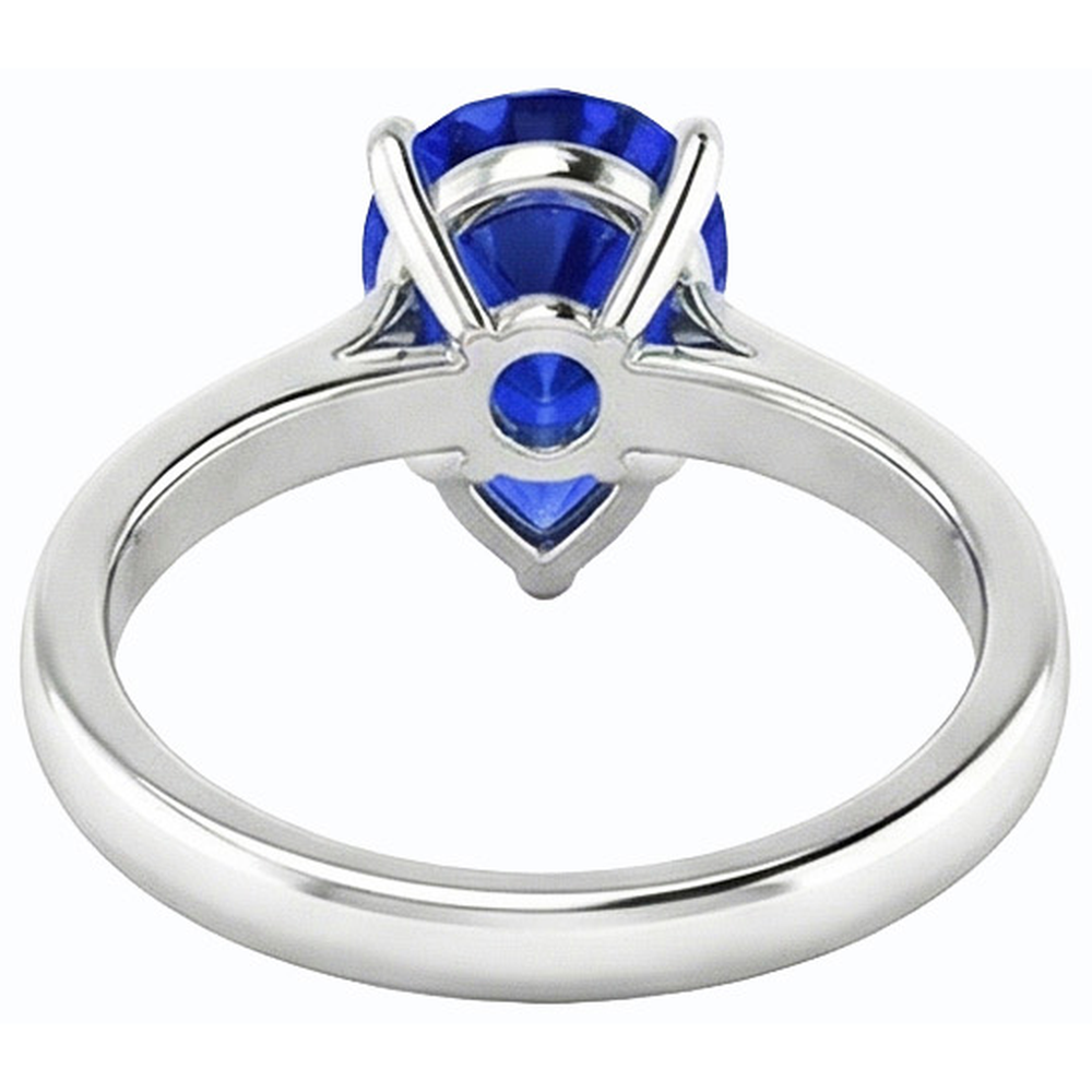 naturel pear saphir 2carats bague vue de dessus