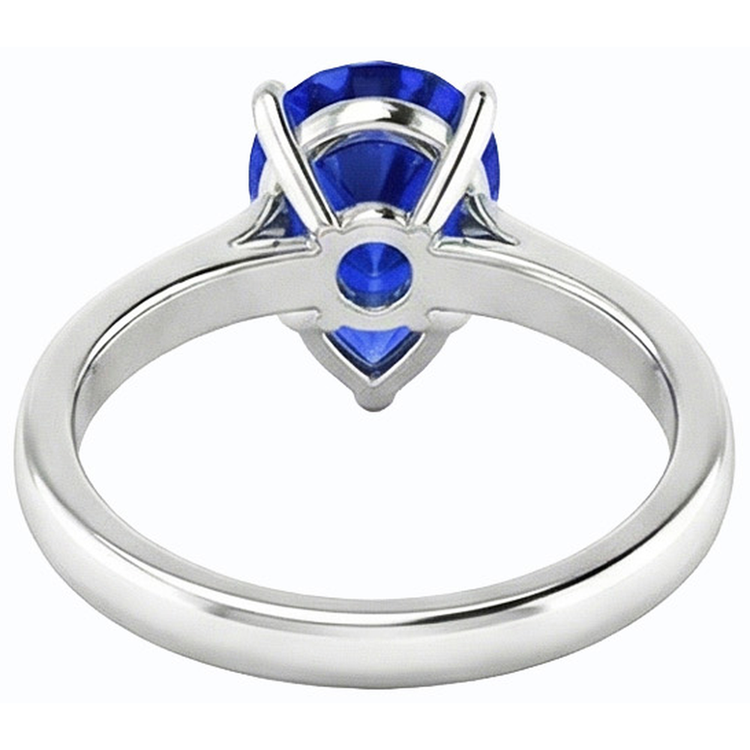naturel pear saphir 2carats bague vue de dessus