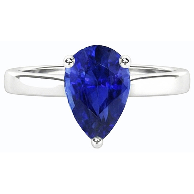 naturel pear saphir 2carats bague sur blanc