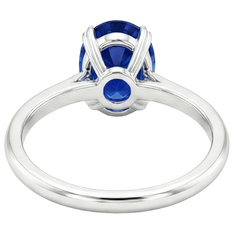 naturel oval saphir 2.50carats bague angle de côté