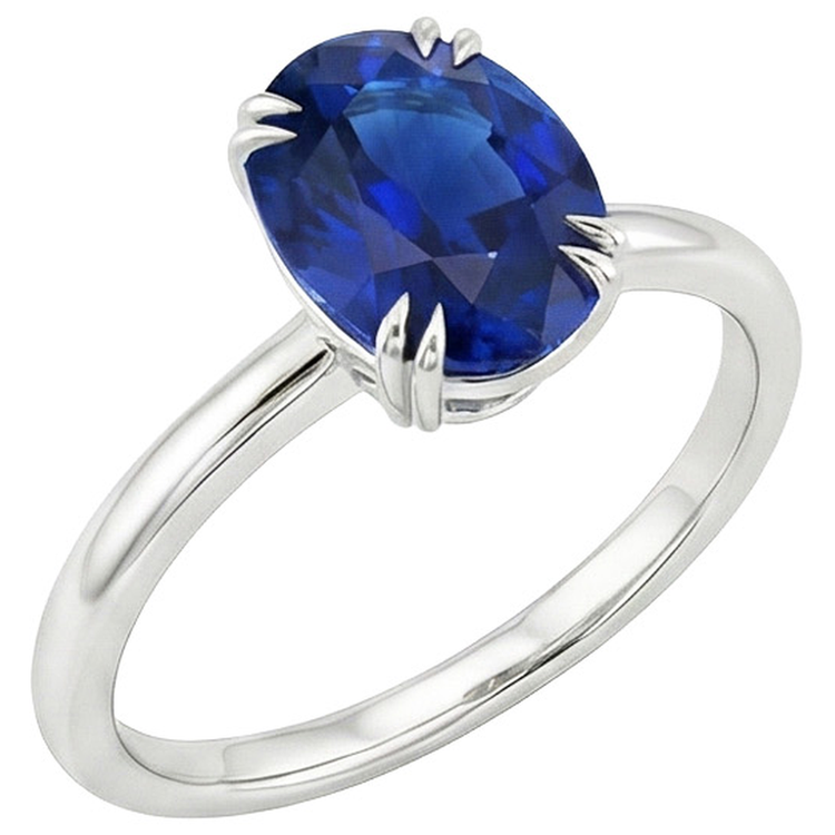 naturel oval saphir 2.50carats bague détail rapproché