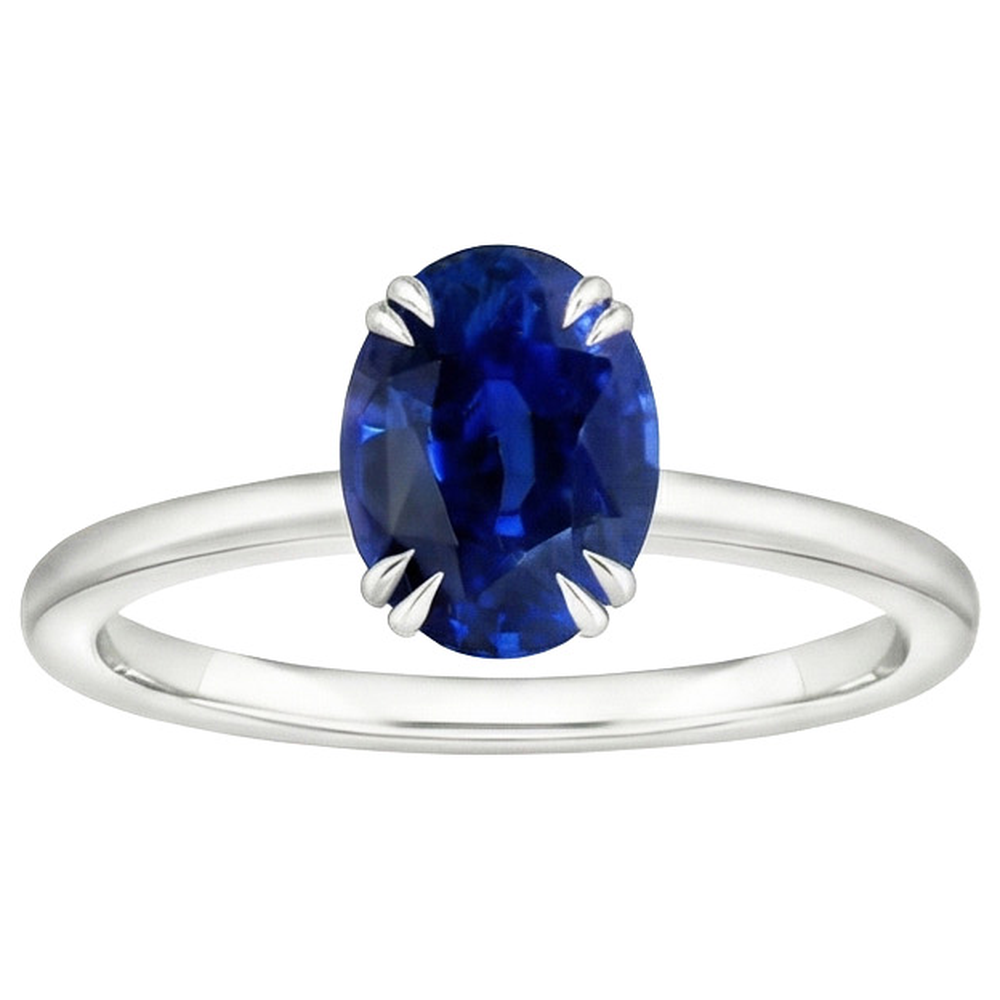 naturel oval saphir 2.50carats bague vue de dessus