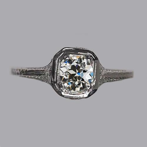 Bague Solitaire Anniversaire Véritable Diamant Rond Old European 1.25 Carats