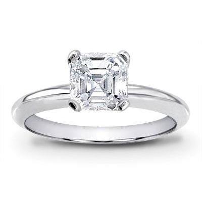 Bague Solitaire Asscher En Naturel Diamant Pour Femme