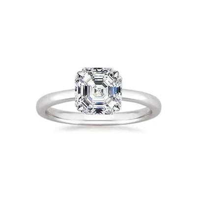 Bague Solitaire Asscher Réel Diamond Band 2ct