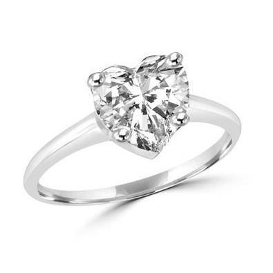 Bague Solitaire Authentique Diamant Coeur 2.5 Carats