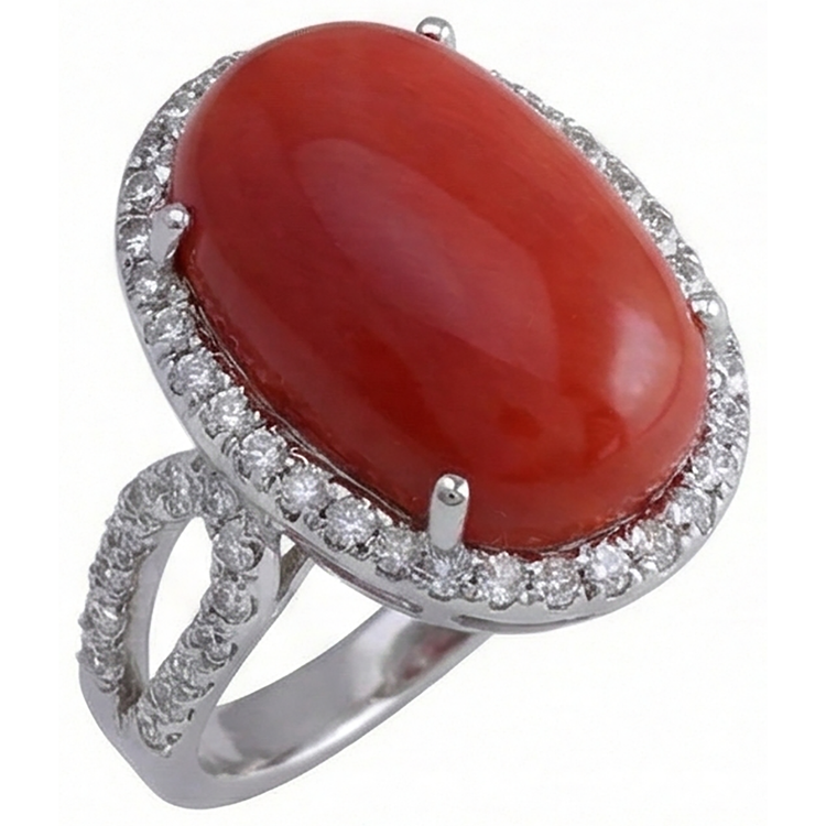 naturel oval diamant 13.75carats bague vue de profil