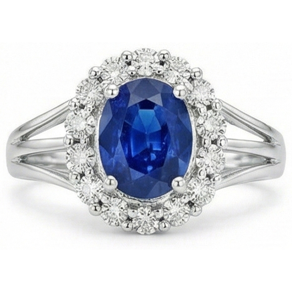 naturel oval diamant 2.40carats bague vue de face